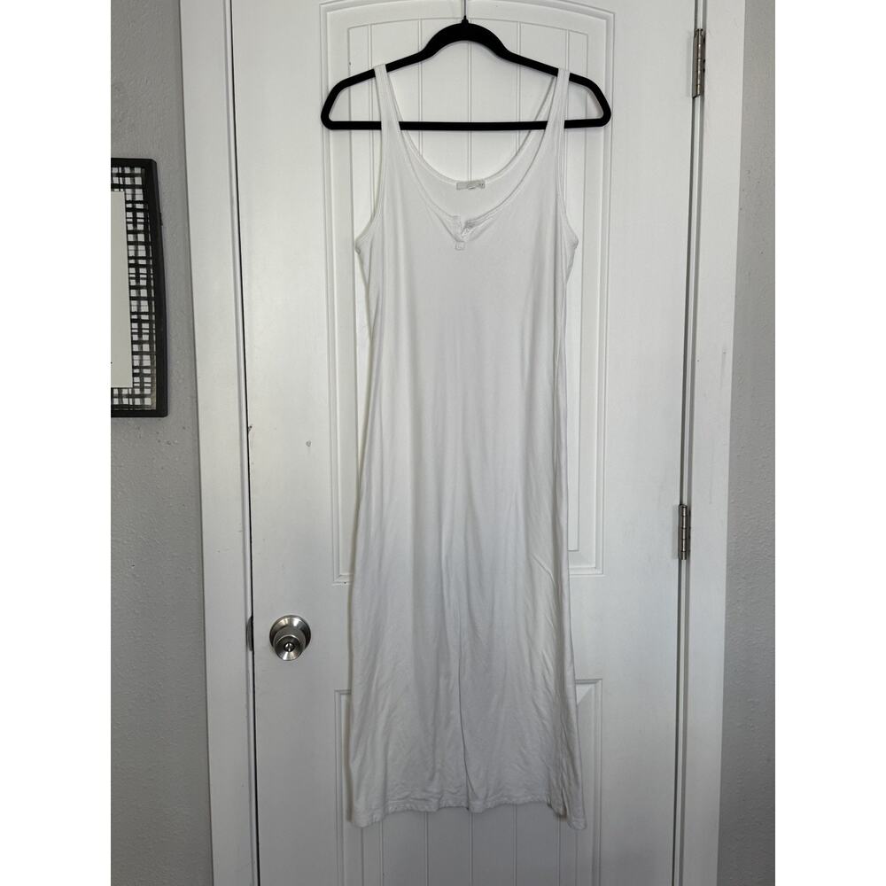 Skin World Wide Size 2 (M 8/10) 100% Pima Cotton White Maxi Lounge Dress V- Neck